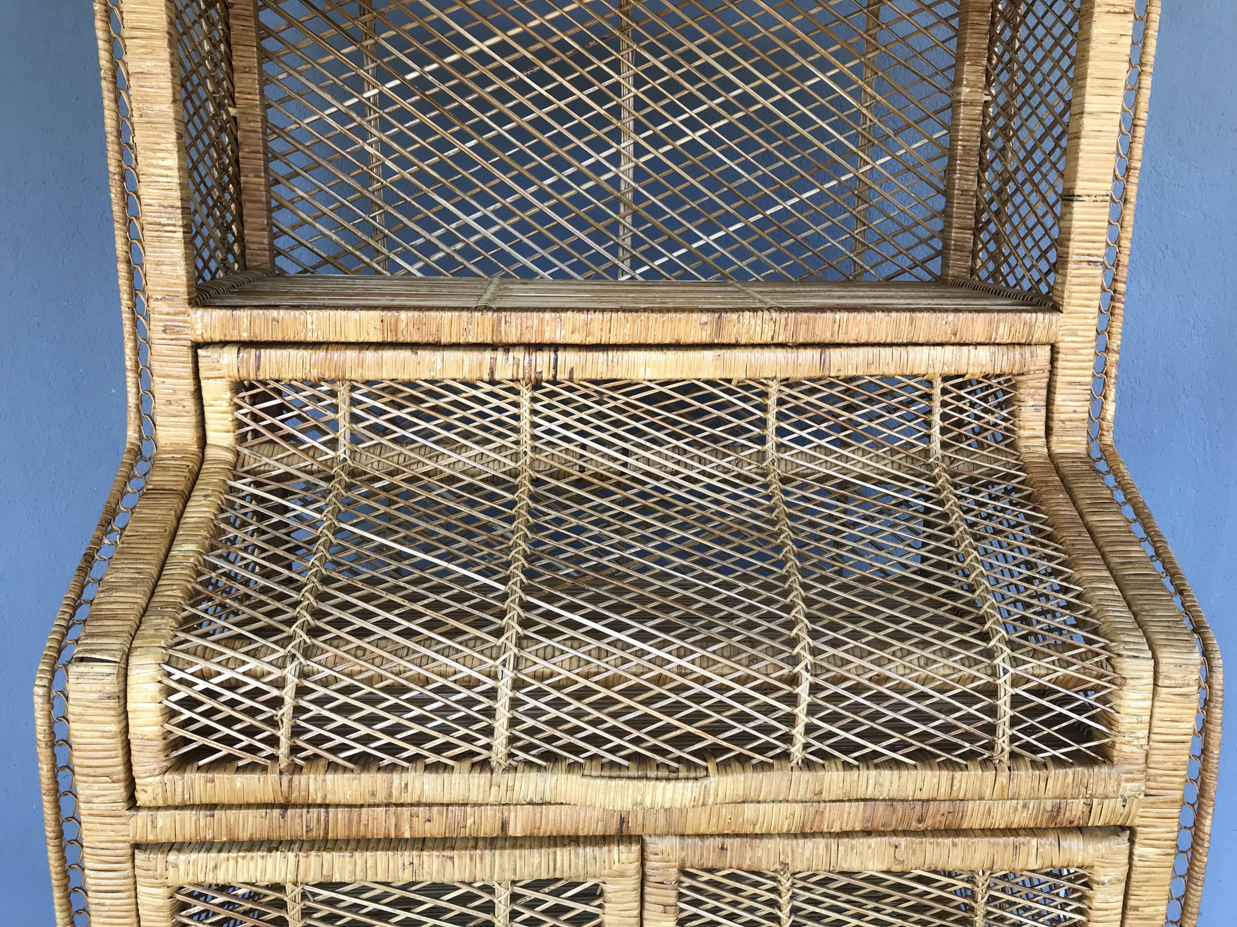 Vintage rattan bookcase