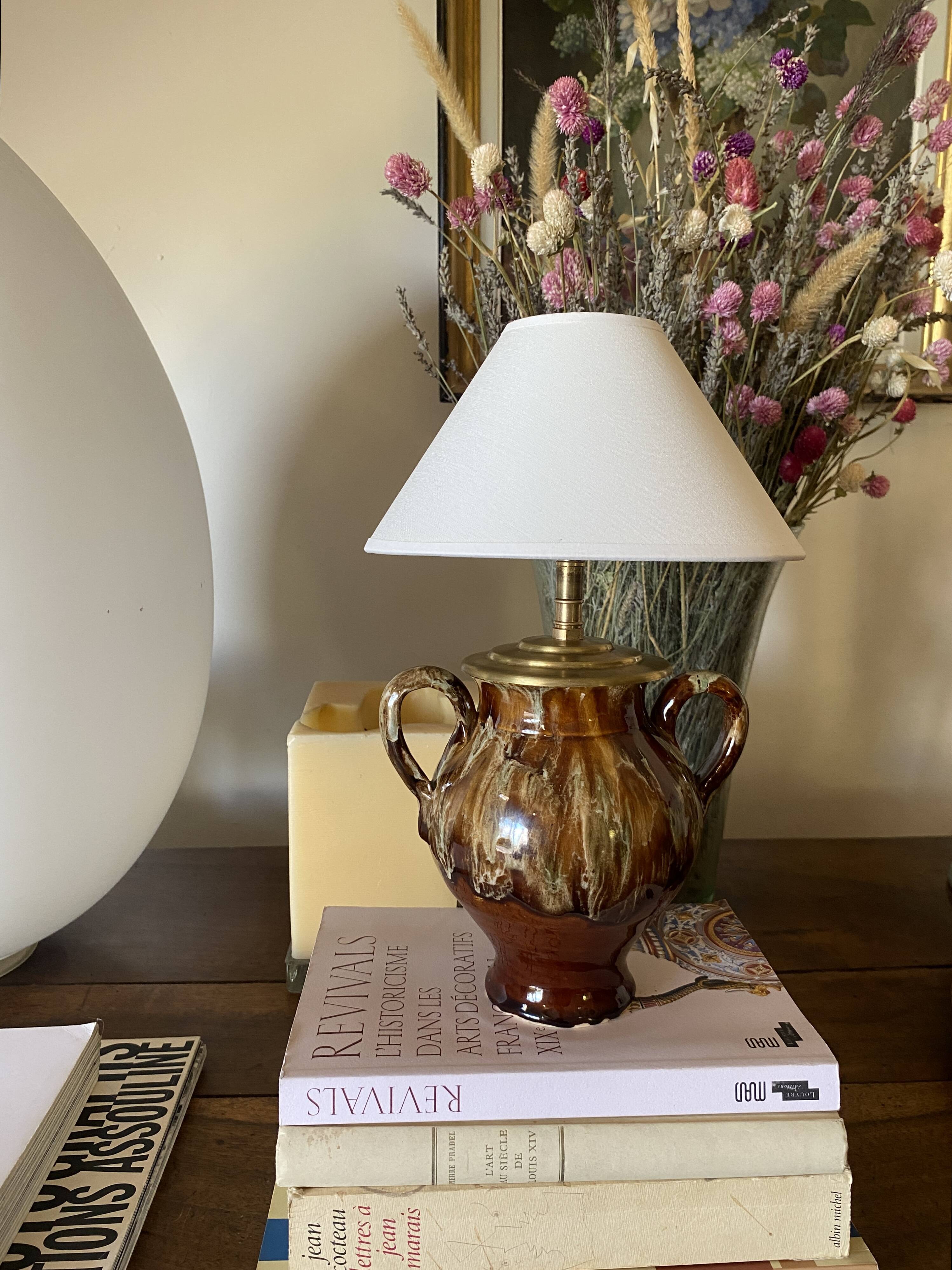 Ceramic lamp, fabric cable, cotton lampshade
