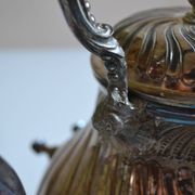 Art Nouveau teapot or samovar in silver-plated metal by goldsmith Victor Saglier