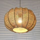 Vintage Rope Pendant Lamp / Handmade Rustic Chandelier/ Hanging Light 1970