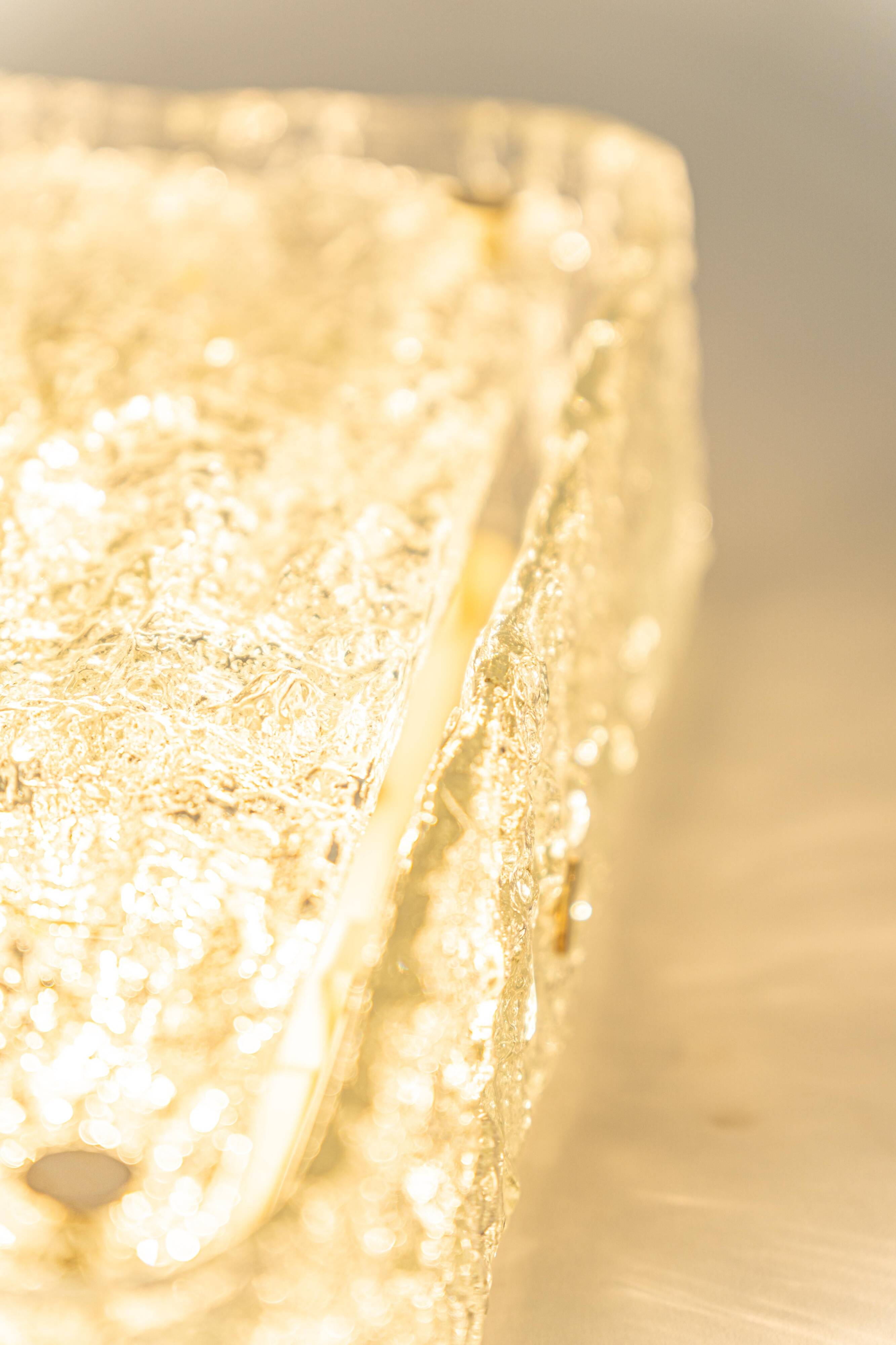 Square glass ice Murano ceiling light, Kaiser, Germany, 1970s