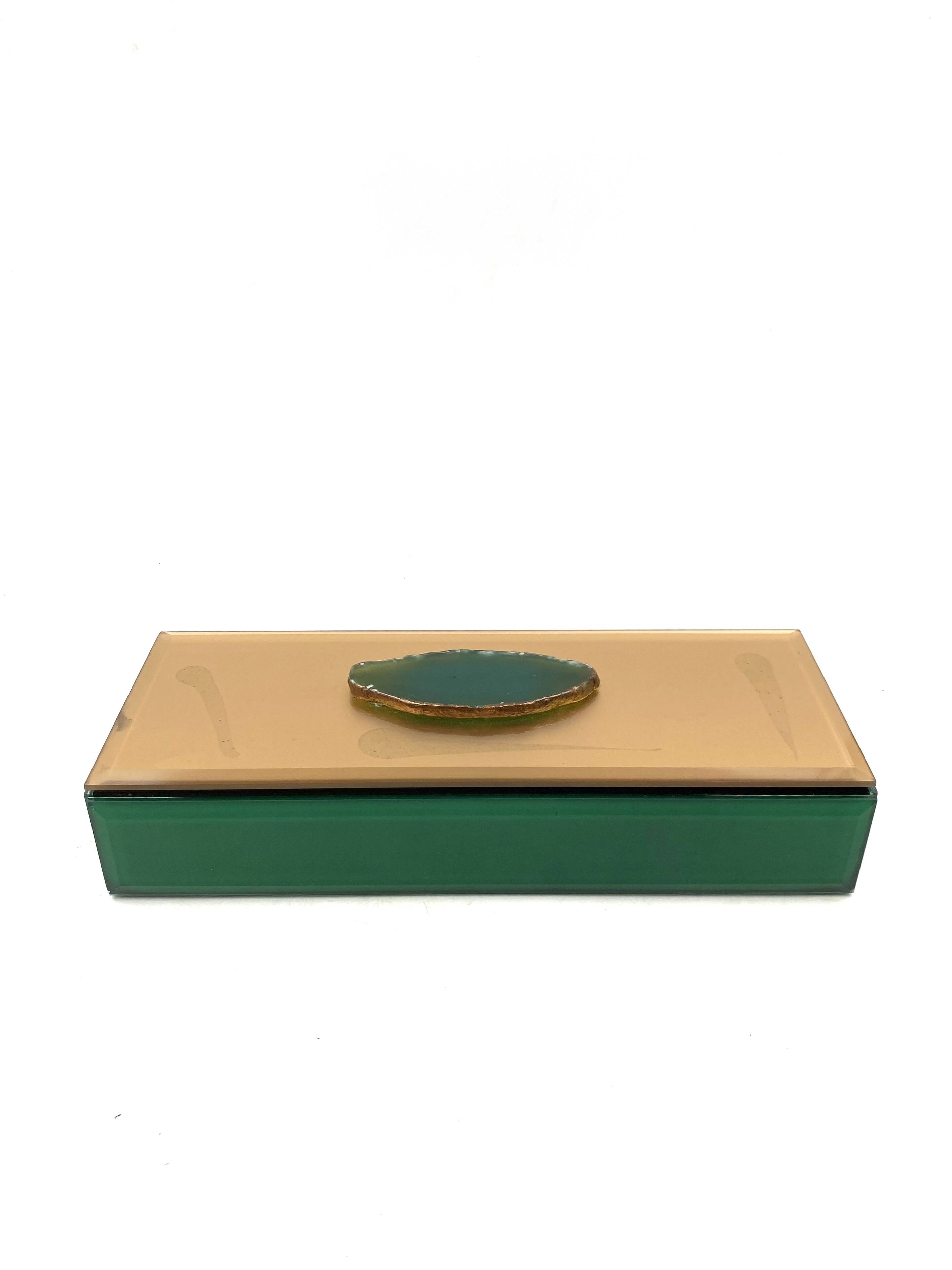 Green glass Jewelry Box, Italy 1980s