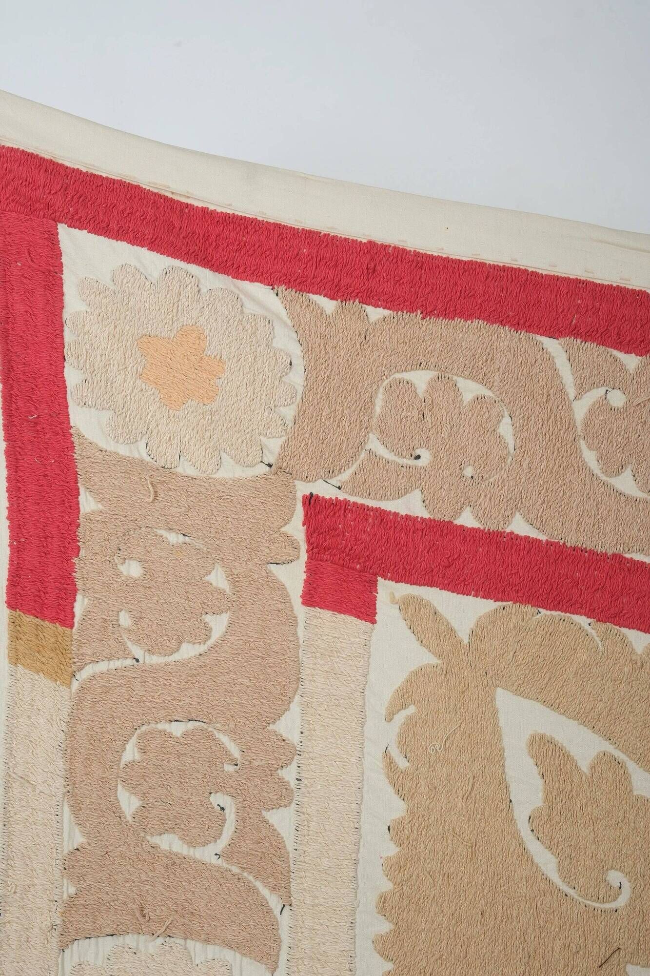 Vintage hand-embroidered tribal tapestry 135x142 cm