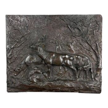 Signed bronze bas-relief