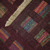 New indian kilim rug handwoven wool flat-woven burgundy area rug- 124x185cm