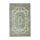 Tapis beige antique turc noué à la main des années 1980 177 cm x 280 cm
