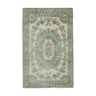 Tapis beige antique turc noué à la main des années 1980 177 cm x 280 cm