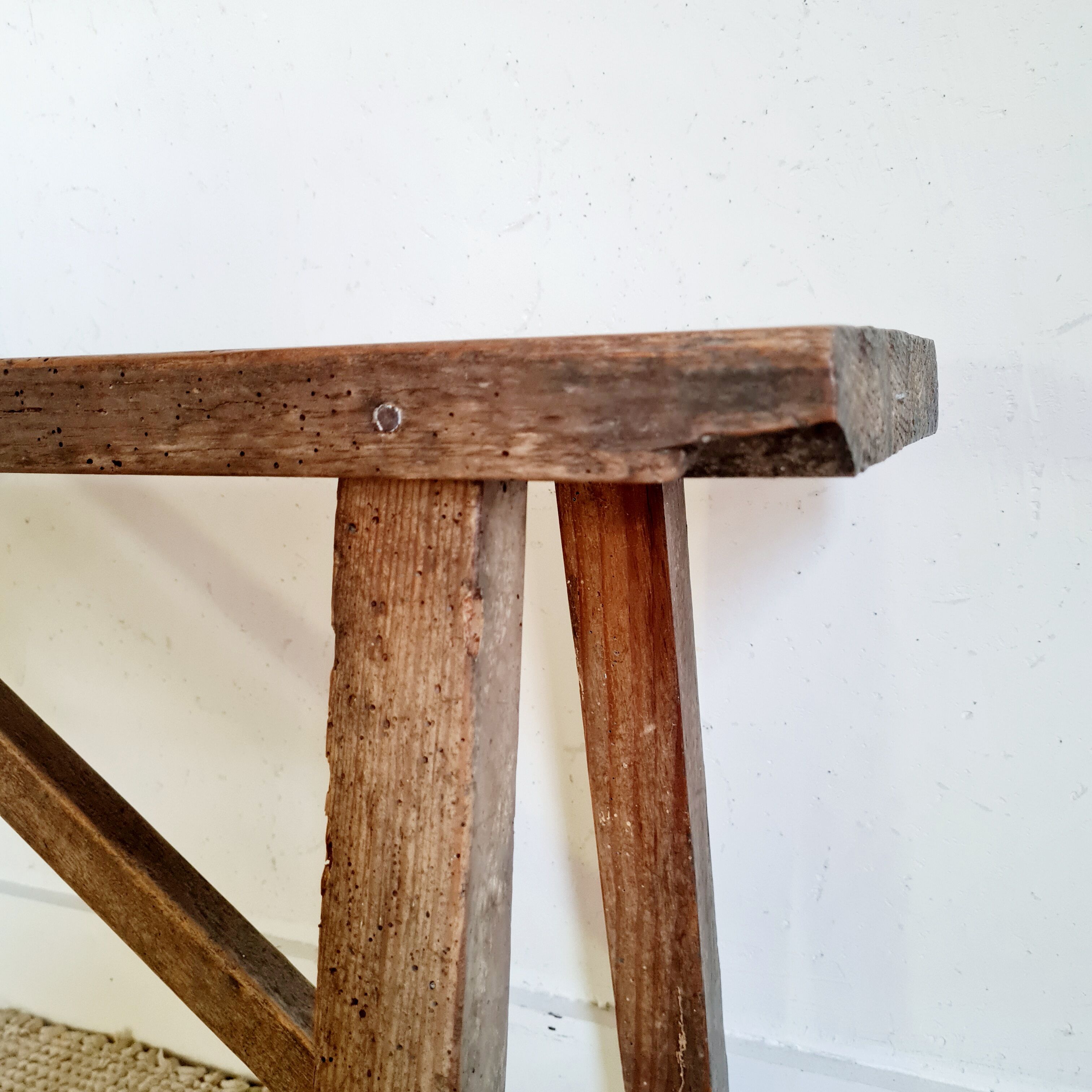 Old wooden country farmhouse bench