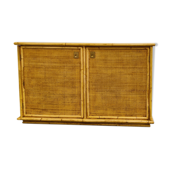 Wicker and bamboo cabinet by Dal Vera, 1960s