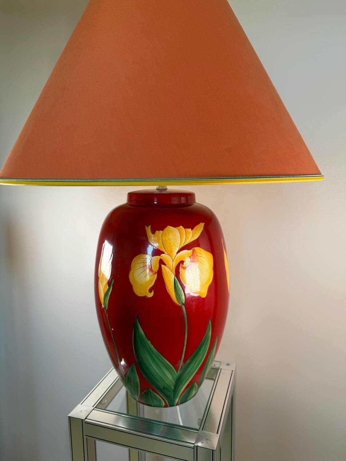 80s Drimmer lamp red ceramic and iris