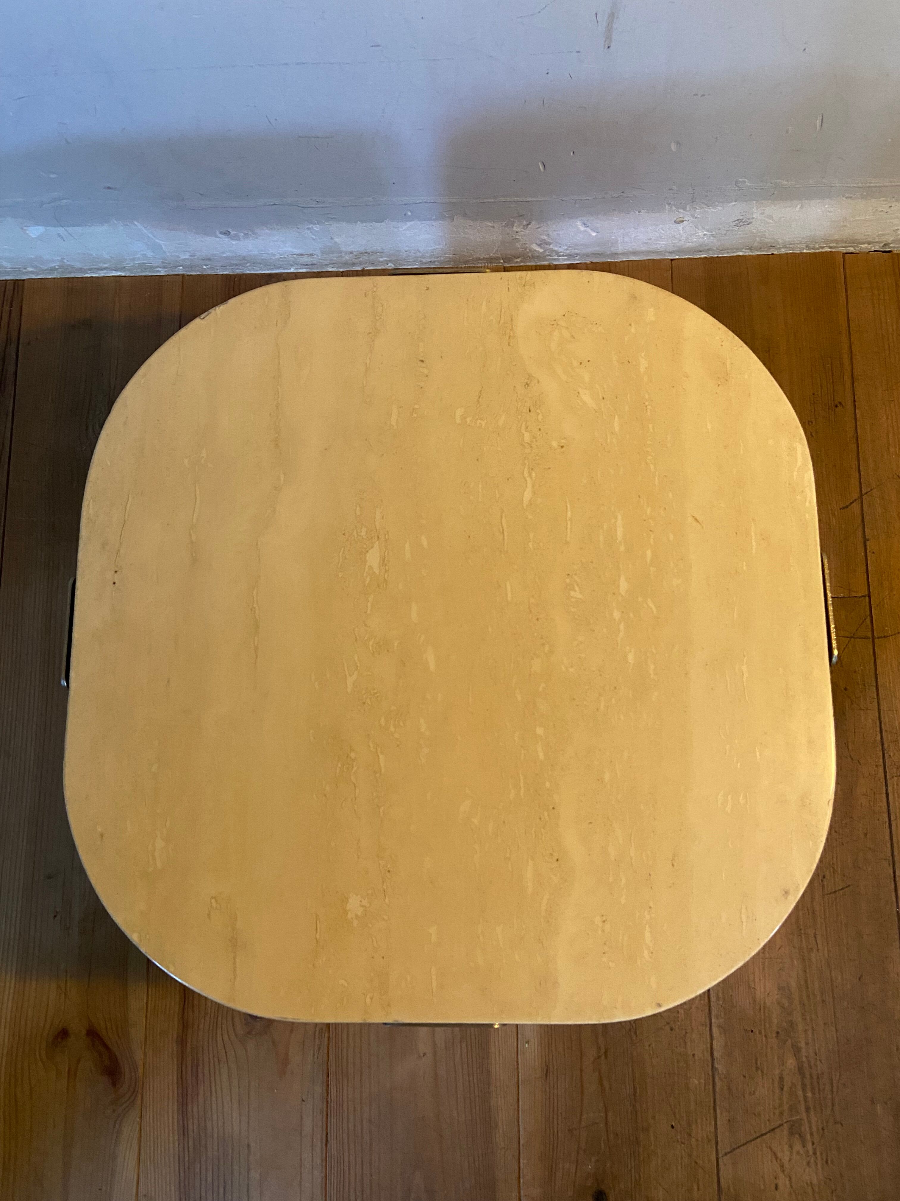 Roche Bobois travertine and metal coffee table from the 80s