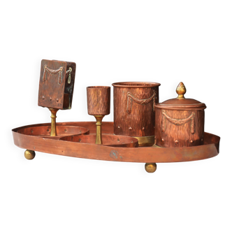 Arts and Crafts Brass And Copper Tray + lot of 4 Pieces