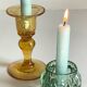 Bougeoirs vintage en verre teinté
