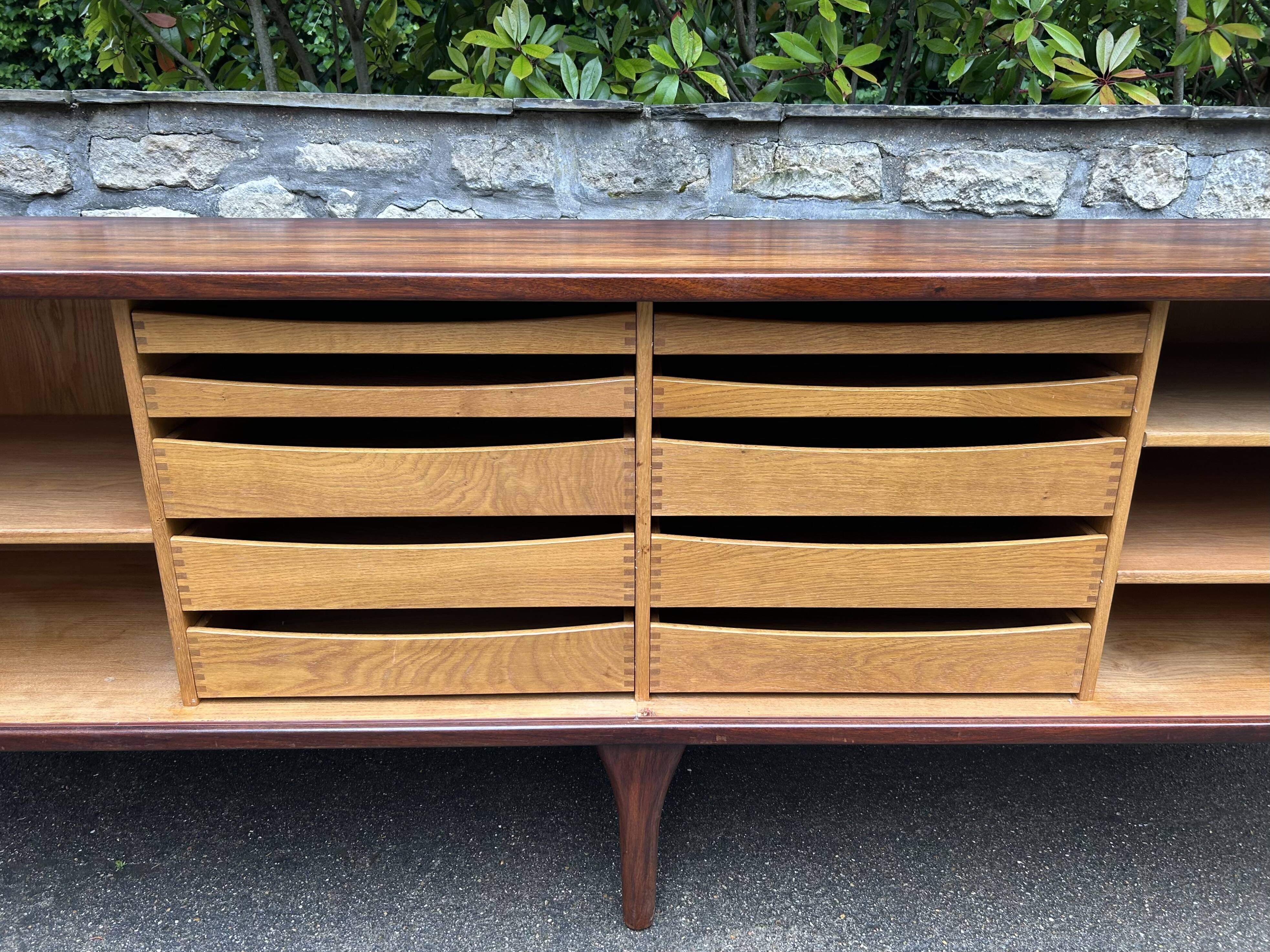Danish sideboard in Rio rosewood, H. Kjaernulf, sliding doors