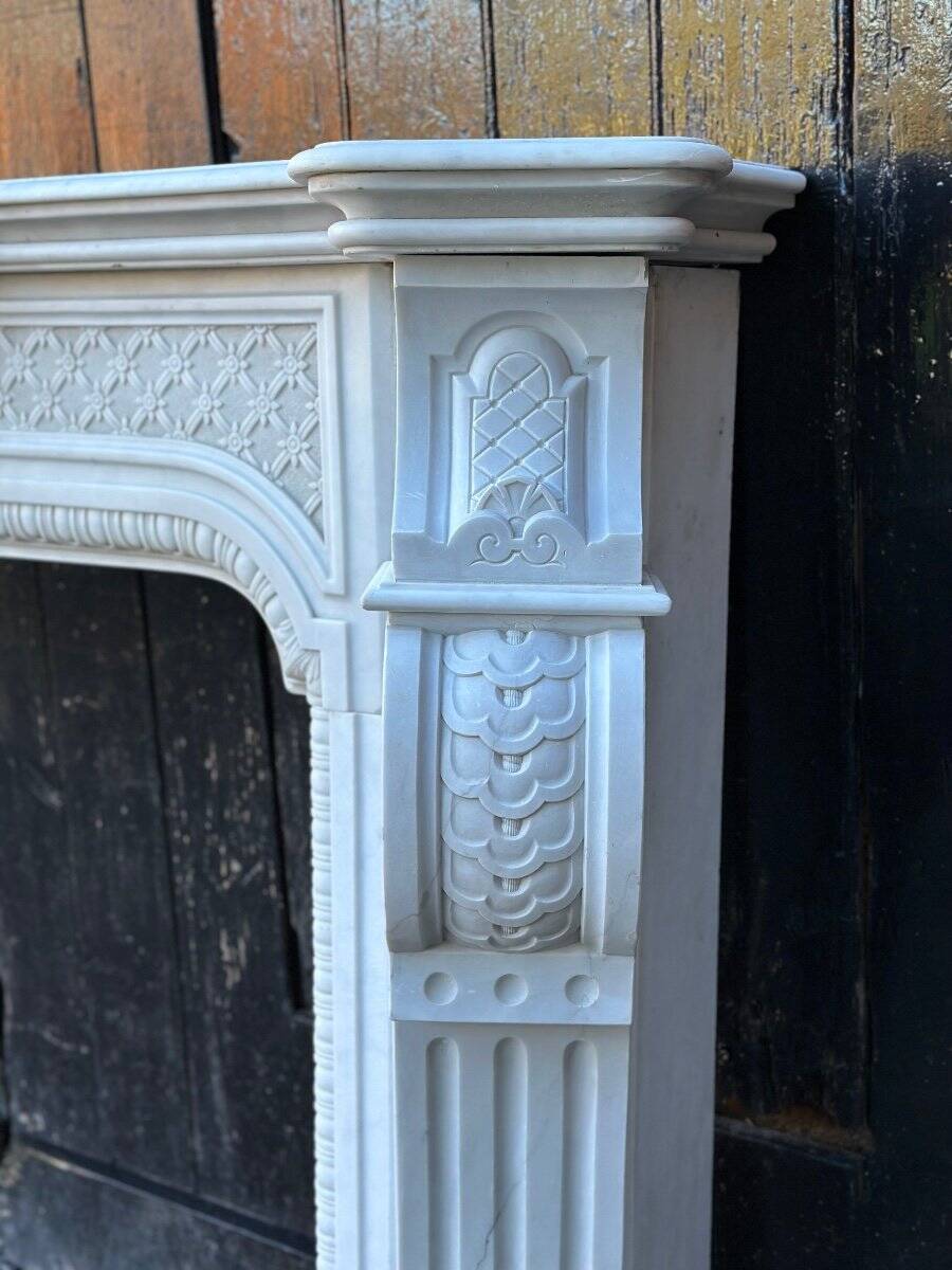 Napoleon III Fireplace In Carrara Marble Circa 1880