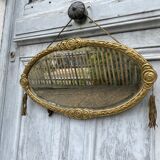 Miroir ovale art déco avec pompons