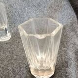 Antique liqueur set, decanter and 6 thick cut crystal glasses