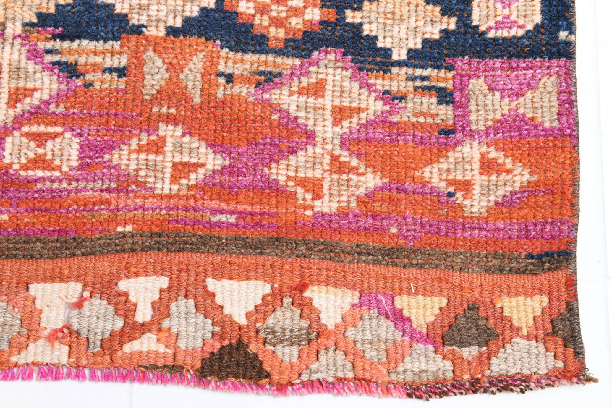 Brown & Pink Tribal Vintage Runner Rug, 83x294Cm