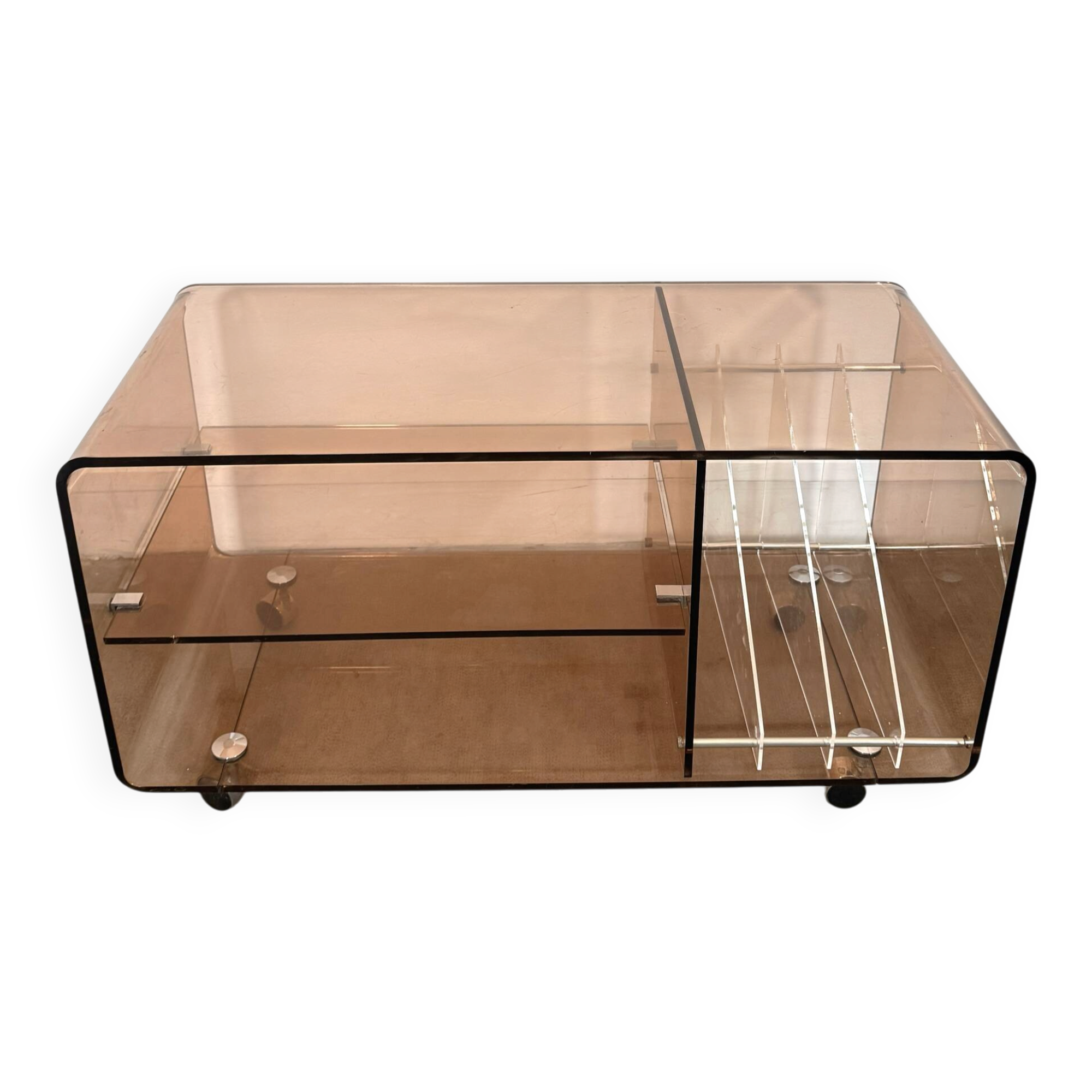 Hi-fi furniture in Plexiglas by Michel Dumas for Roche Bobois.