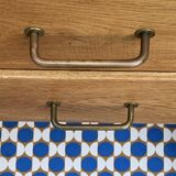 Chiffonnier pieds compas bois brut 1950