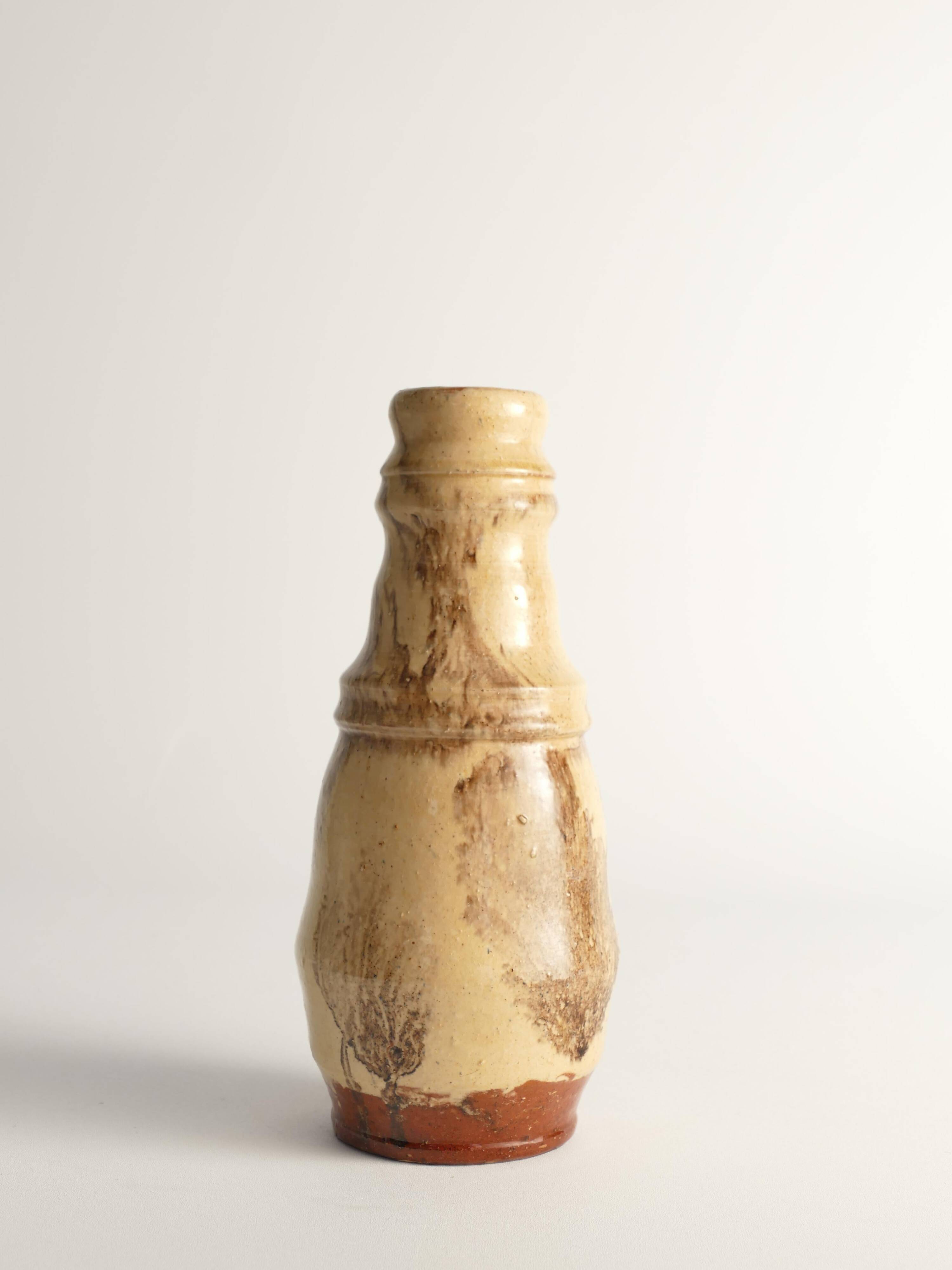 Unique Scandinavian Modern Gourd-Shaped Beige Vase, Sweden 1960s