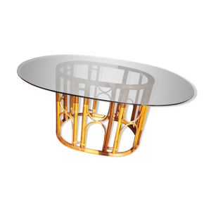Table salon rotin et