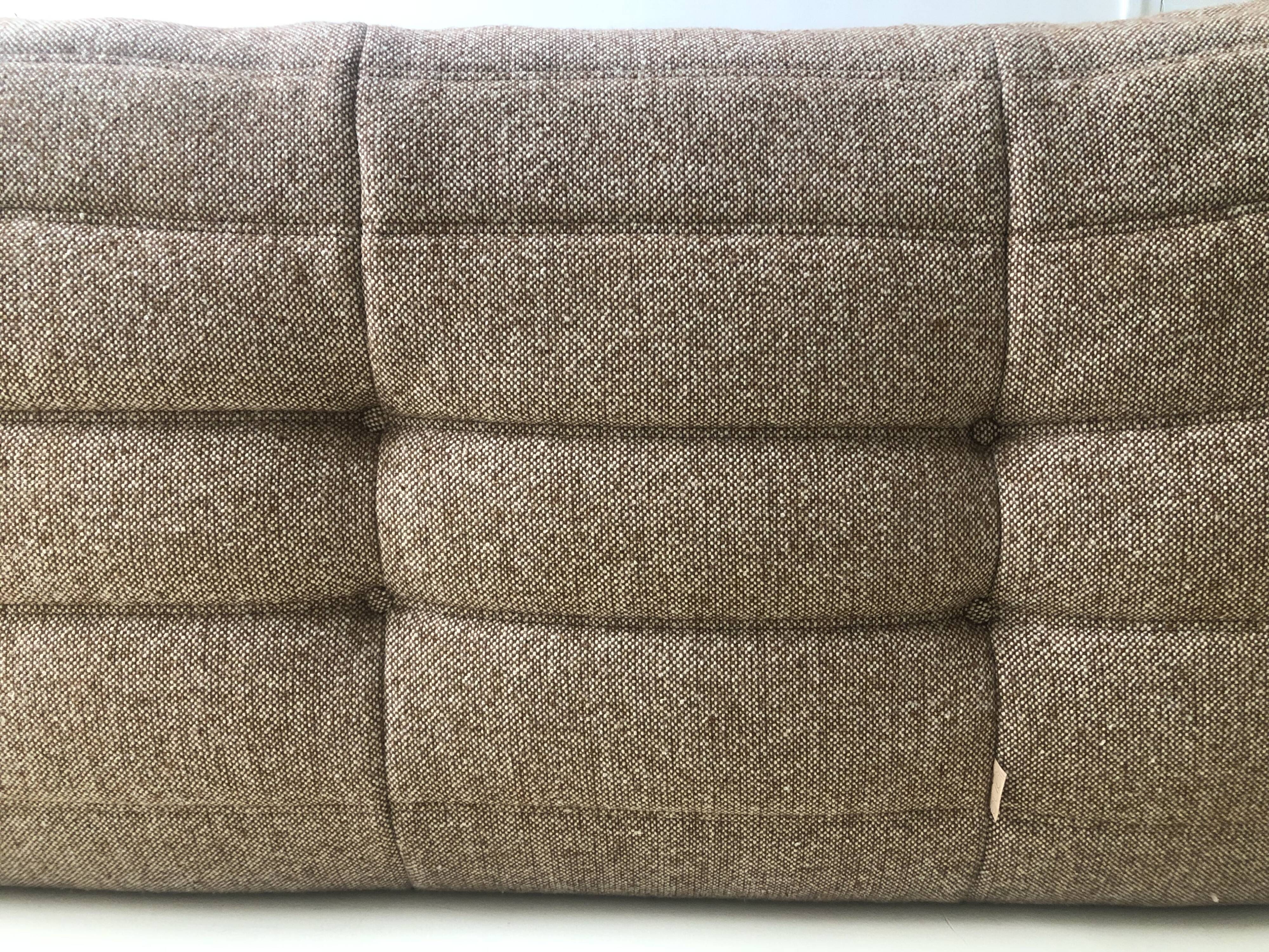 Set Togo sofa 3 places and angle in beige wool edition Ligne Roset of the 80s