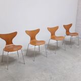 1st edition set of 4 'Lily' chairs in oak by Arne Jacobsen for Fritz Hansen, 1969