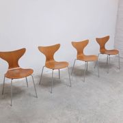 1st edition set of 4 'Lily' chairs in oak by Arne Jacobsen for Fritz Hansen, 1969