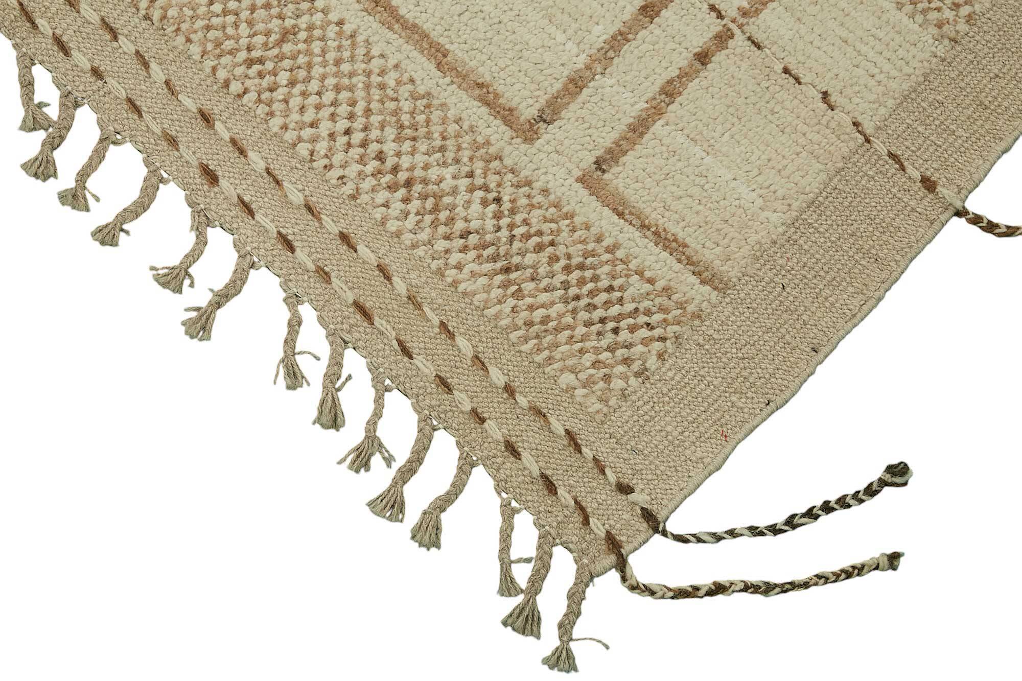 Hand-Knotted Turkish Contemporary 277 cm x 373 cm Beige Wool Carpet
