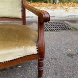 Imperial armchair in oak and beige velvet from the 19th century