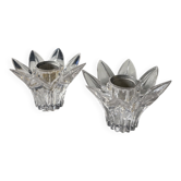 Pair of vintage cut plexiglass candlesticks — star shape
