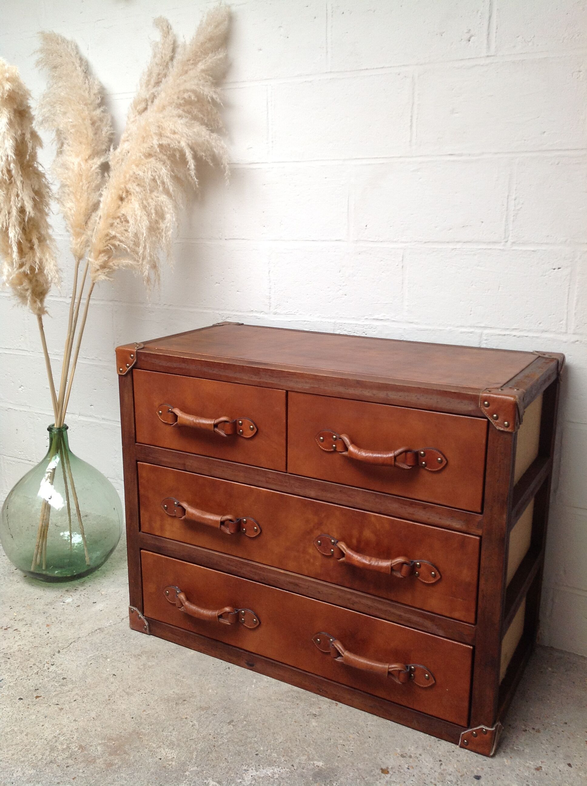 Wooden and leather dresser
