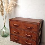 Commode  bois et cuir