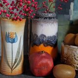 Vintage enameled stoneware potter's diabolo vase