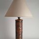 Mid-Century Modern Aztec Motif Hand Tooled Leather Table Lamp