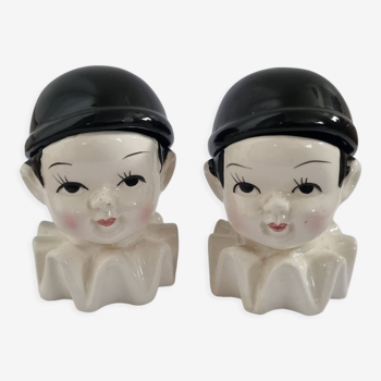 Pair of Pierrot eggcups