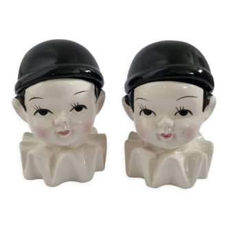 Pair of Pierrot eggcups