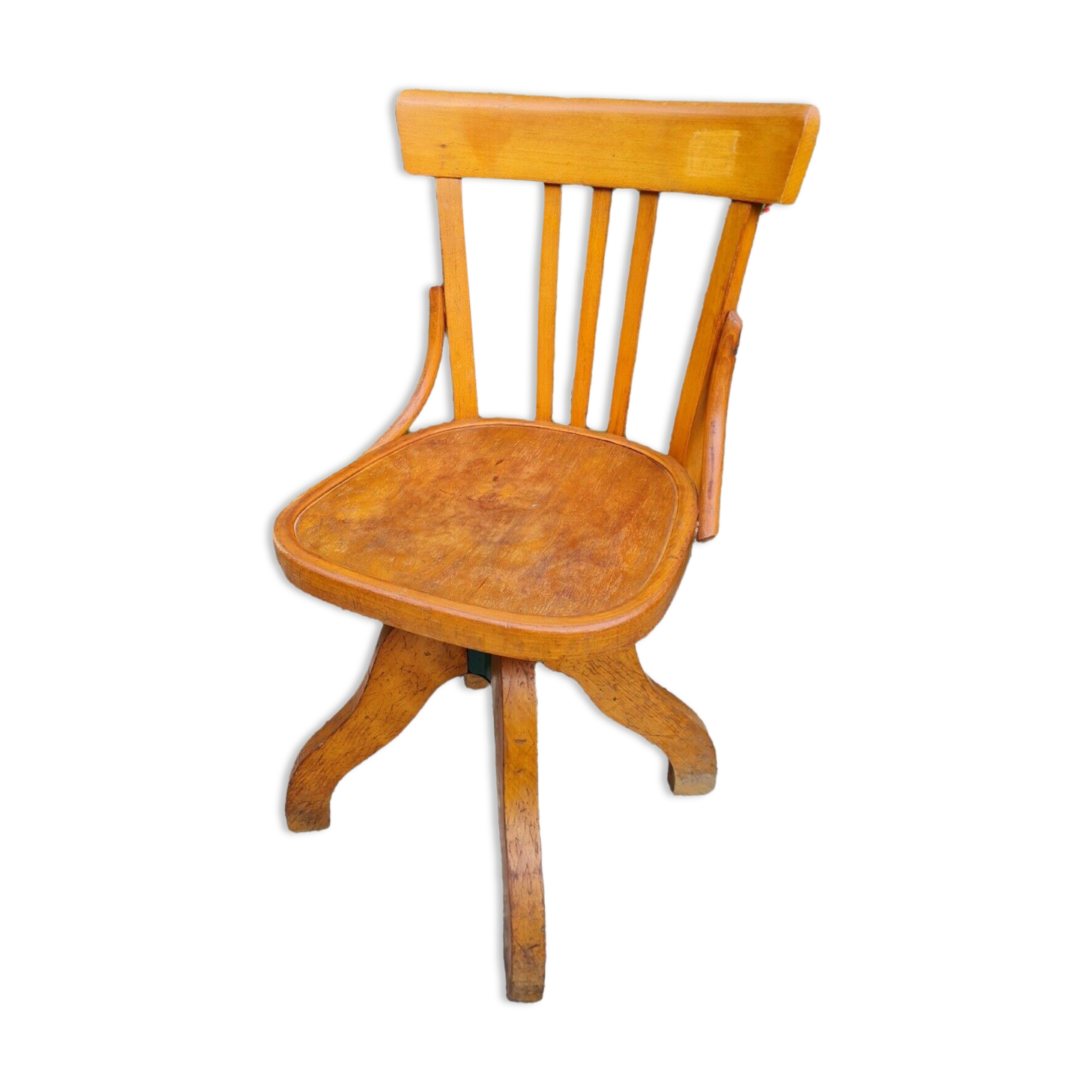 Chaise de bureau pivotante en bois vintage