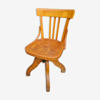 Chaise de bureau pivotante en bois vintage