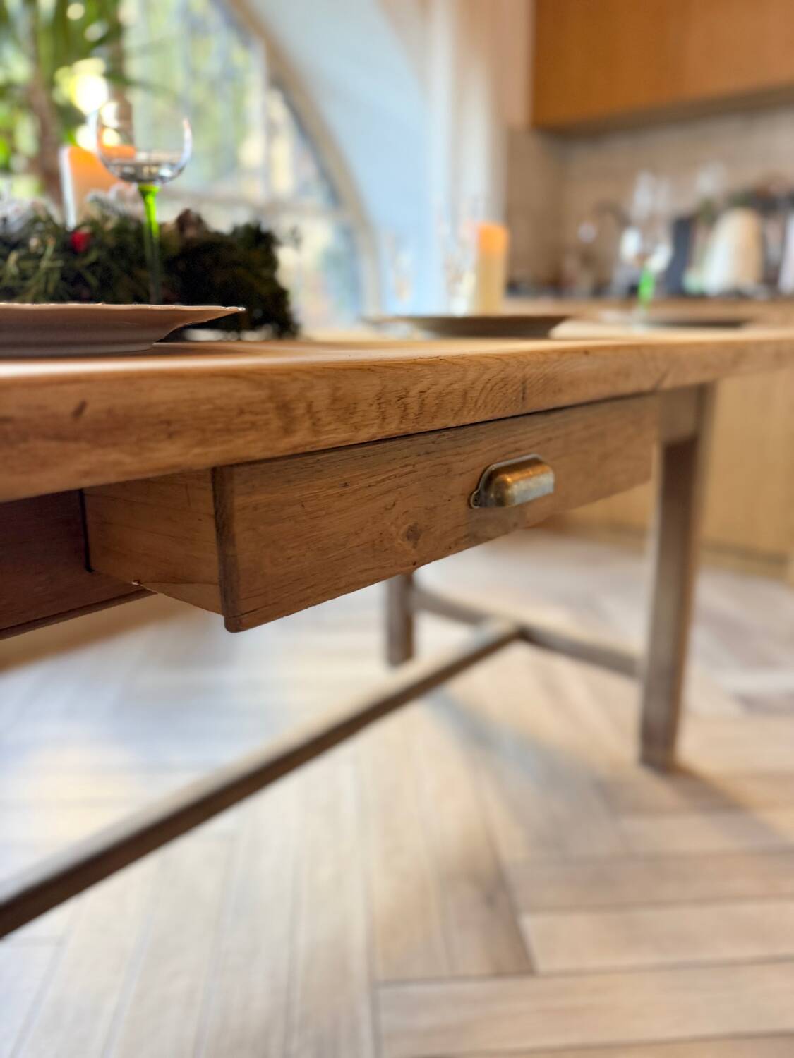 Solid wood farmhouse table with 2 extensions