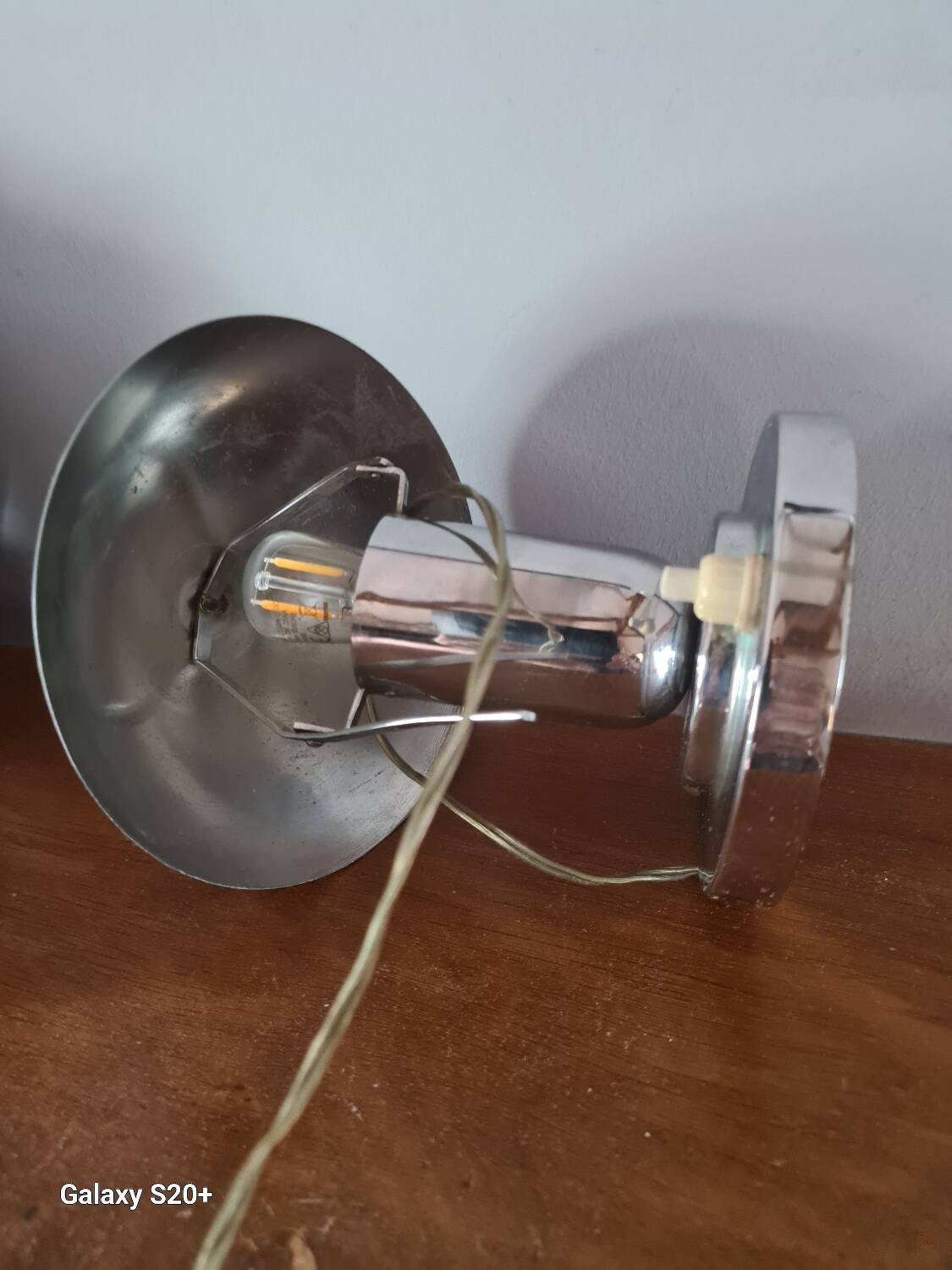 Bauhaus style chrome-plated metal mushroom bedside lamp