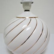 Pied de lampe céramique blanc et or design italien années 70 / 80