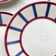 5 Small Vintage French Plates Terre de Fer HBCM Béarn blue and red stripes