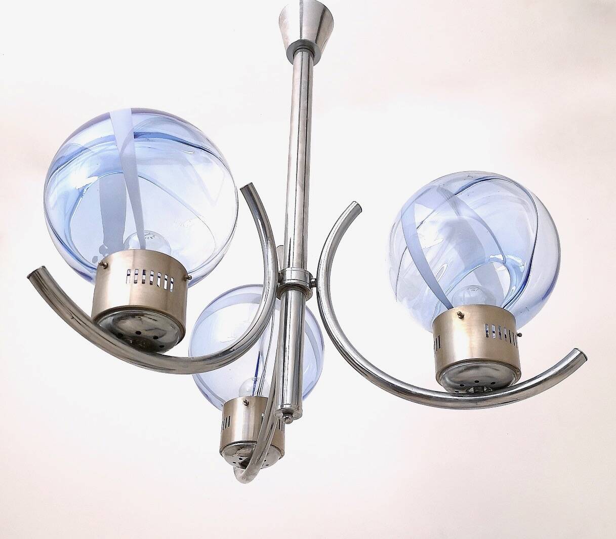 Light Blue Murano Glass Mod "Membrana" Chandelier by Toni Zuccheri