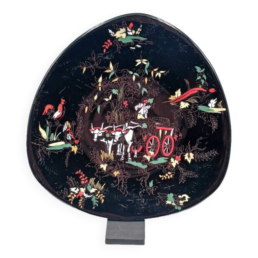 Assiette Murale Décorative CEARCO - Peinte à La Main, Or 24 Carats, Espagne, 35,5 Cm