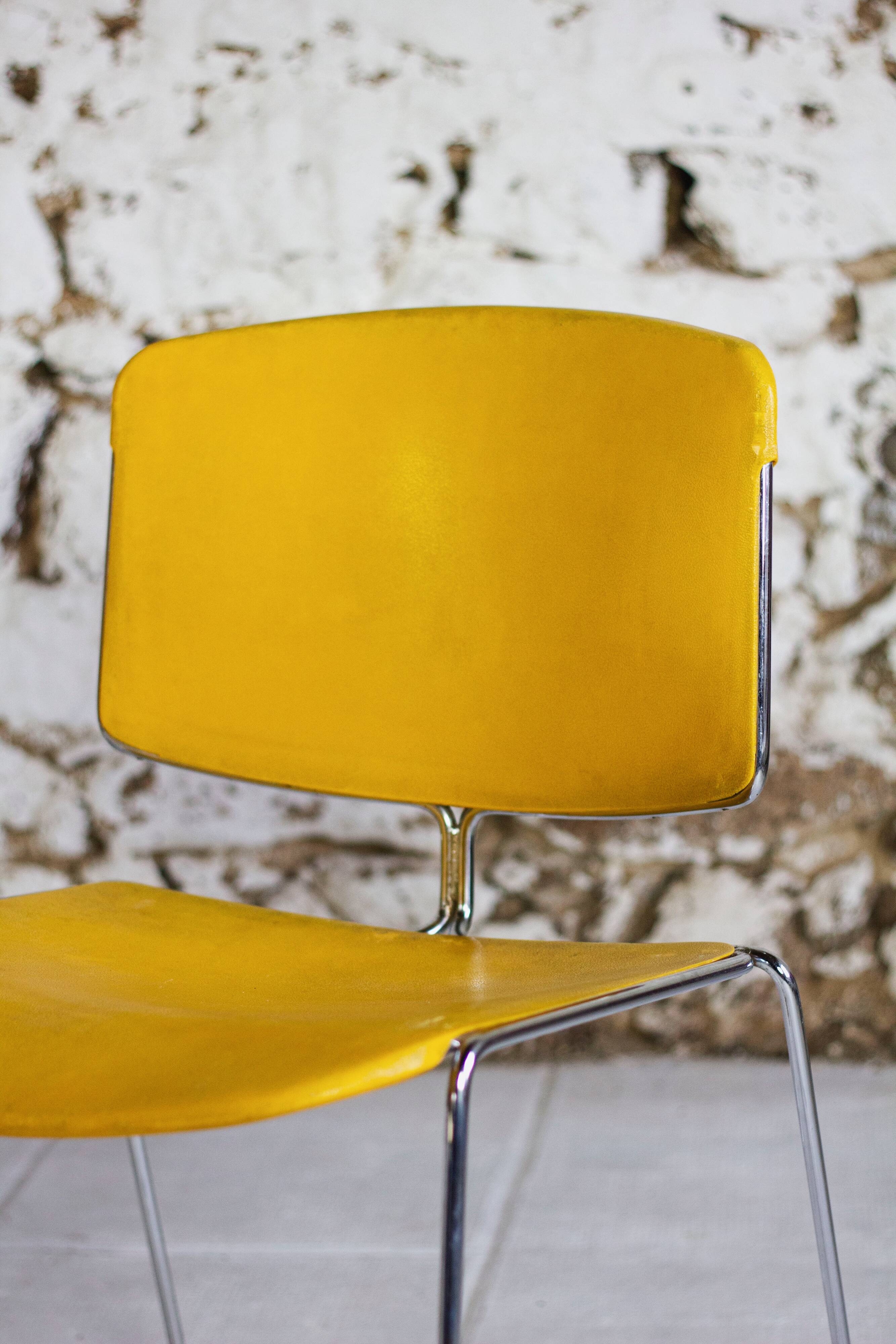 Chaise traineau jaune par Max Stacker pour Steelcase, 1970