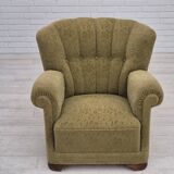 1960s, Danish vintage relax armchair, furniture cotton/wool, beech wood.