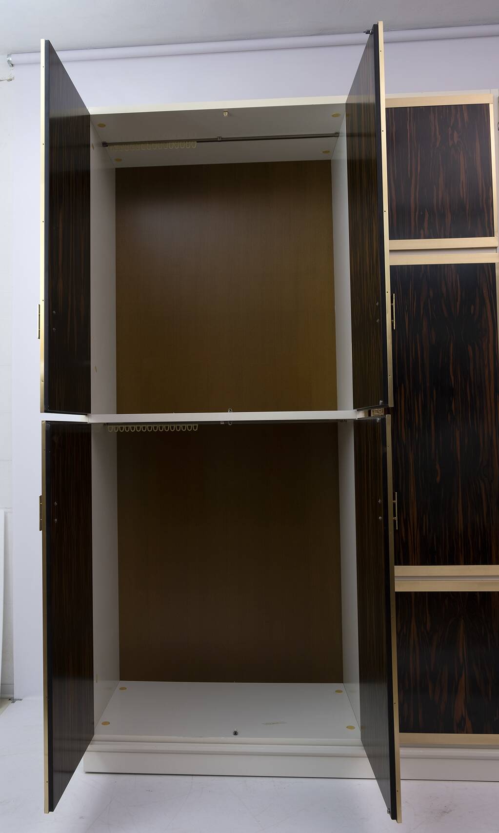 Luciano Frigerio Mid-Century Modern Italian Brass and Walnut Wardrobe, 1970