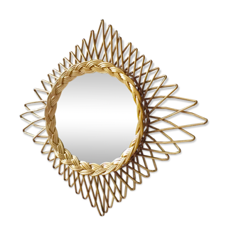 Vintage rattan mirror 36x53cm
